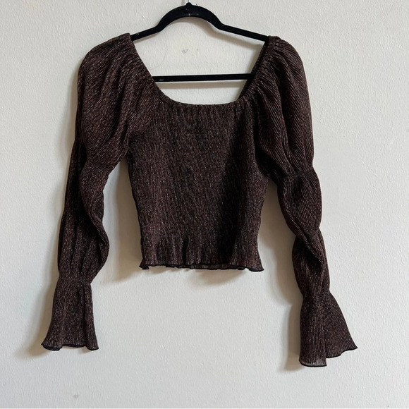 Anthropologie Shimmer Puff-Sleeved Top - Picture 4 of 6